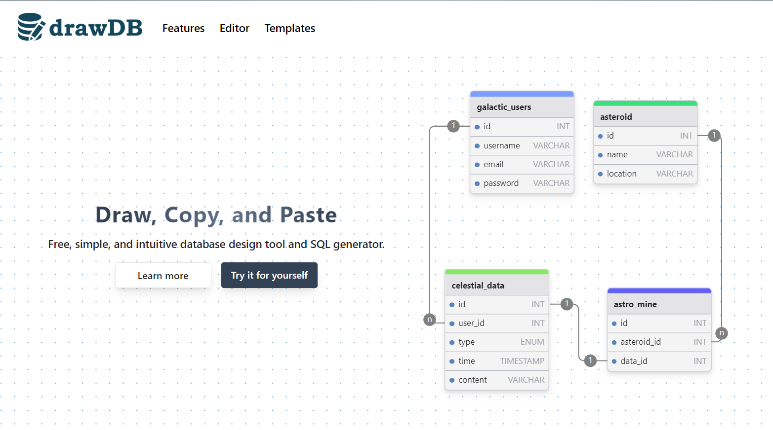 drawDB | Online database diagram editor and SQL generator